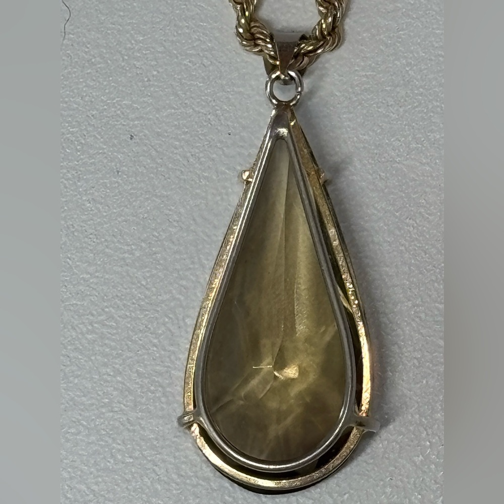 Vintage Teardrop Shaped Genuine 14K Gold Filled Smoky Topaz Pendant - Picture 9 of 15